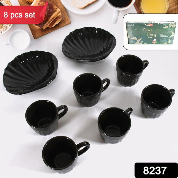Sweet Buzz 8-Piece Seashell Ceramic Cup Set – Ideal for Home & Gifts